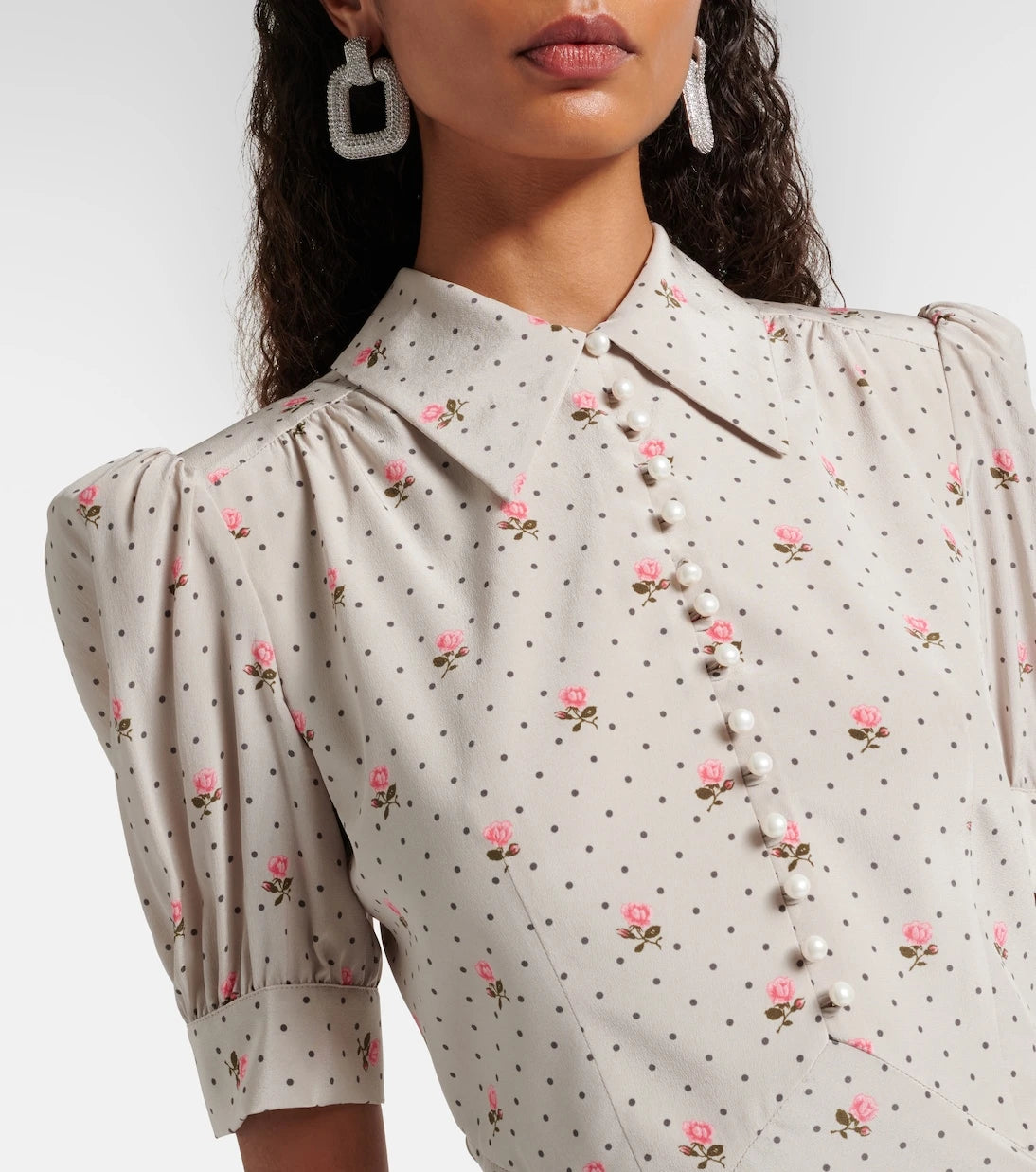 Alessandra Rich - Floral polka-dot silk maxi dress