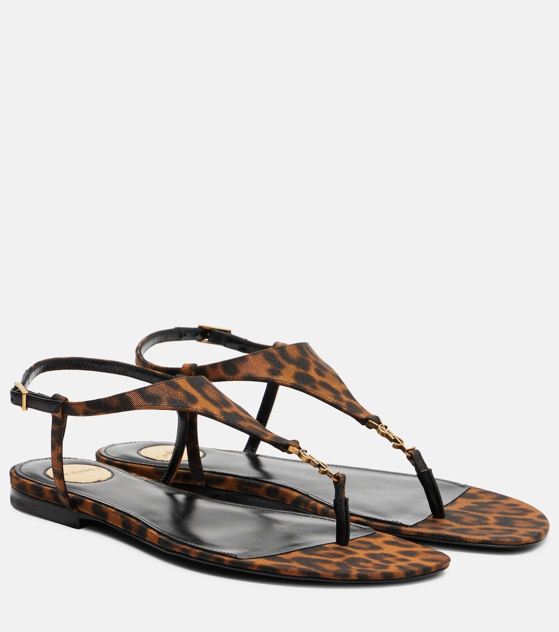 Saint Laurent - Cassandra leopard-print grosgrain sandals