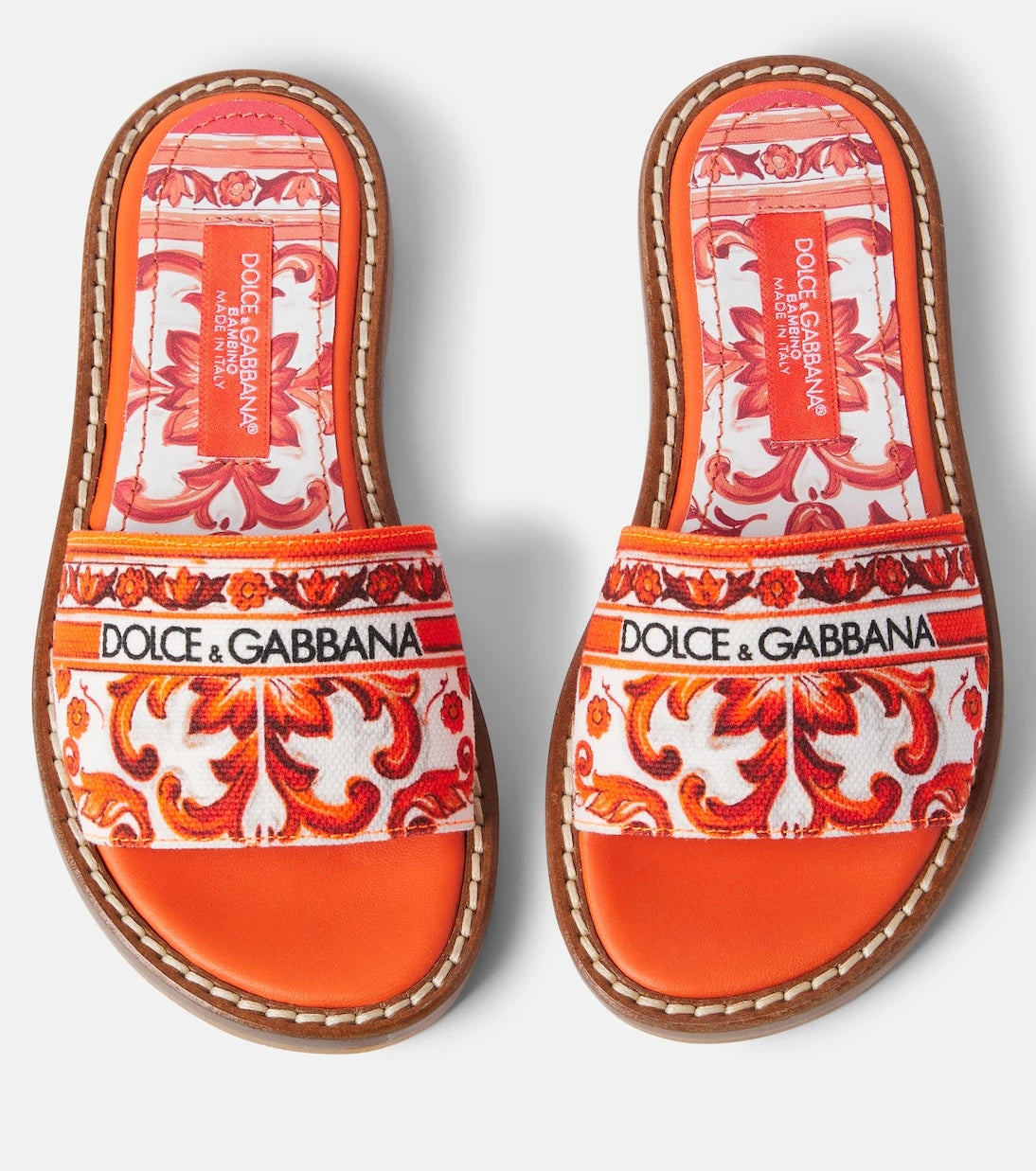 Dolce&Gabbana Kids - Majolica canvas slides