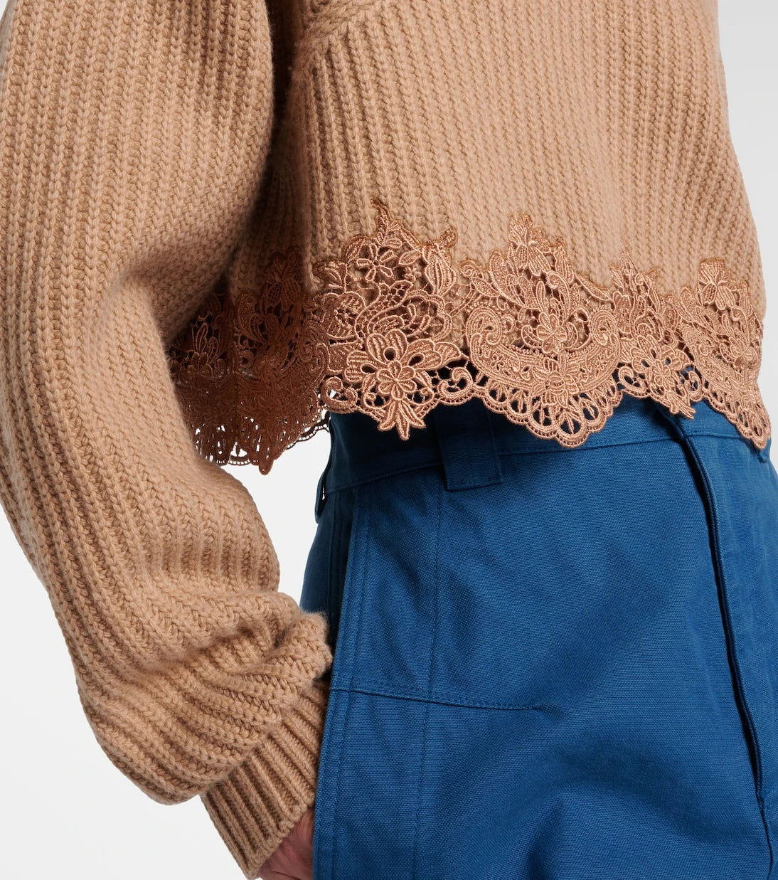 Chloé - Lace-trimmed wool and cashmere sweater