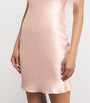 Gilda & Pearl Pink Silk-Ostrich Feather Slip Dress