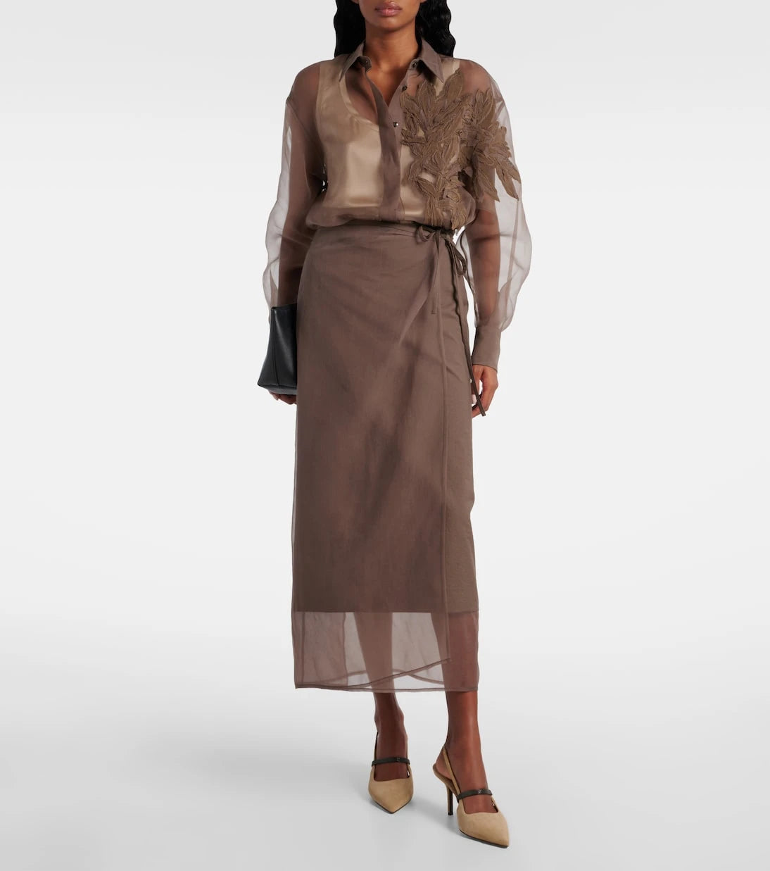 Brunello Cucinelli - Herbarium-appliqué silk shirt