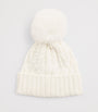 Moncler White Virgin Wool-Cashmere Pom-Pom Beanie