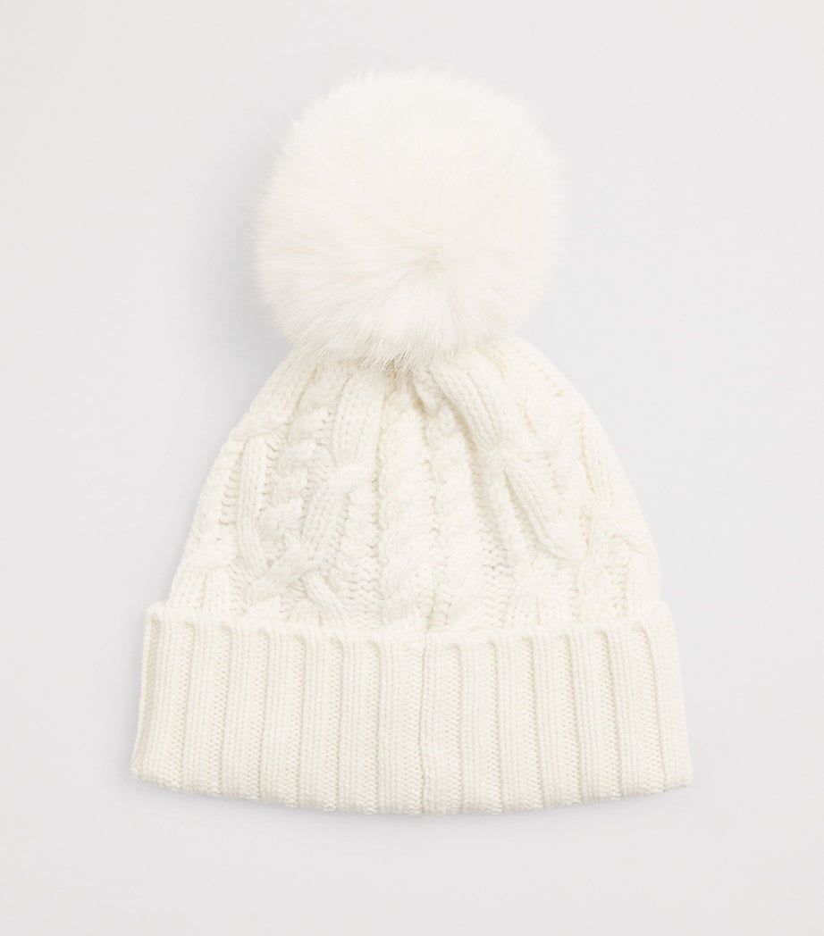 Moncler White Virgin Wool-Cashmere Pom-Pom Beanie