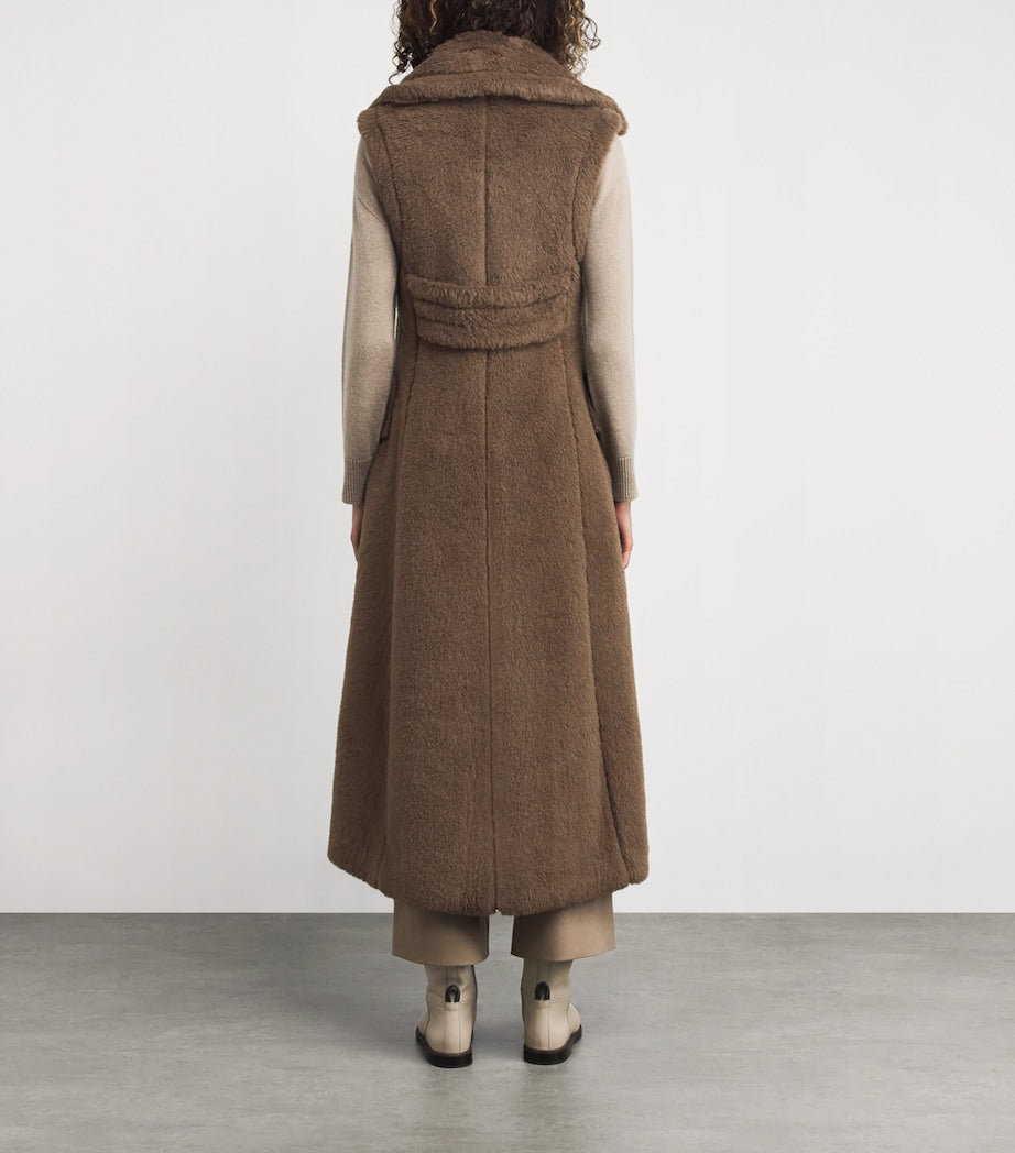 Max Mara Brown Alpaca-Wool-Silk Sleeveless Coat