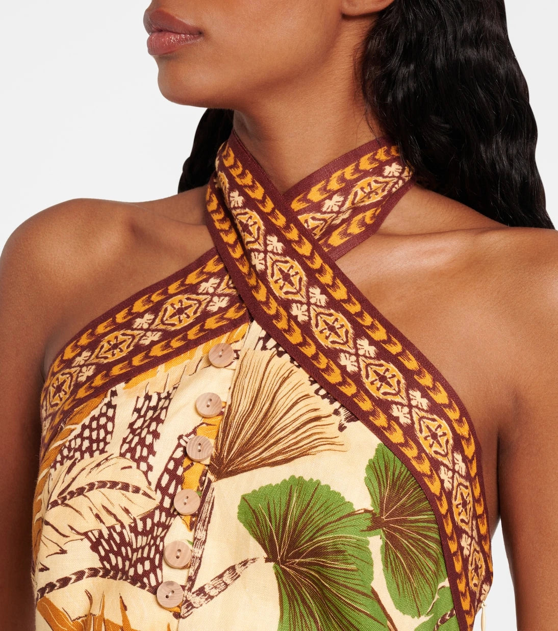 Farm Rio - Foliage Sketch linen minidress