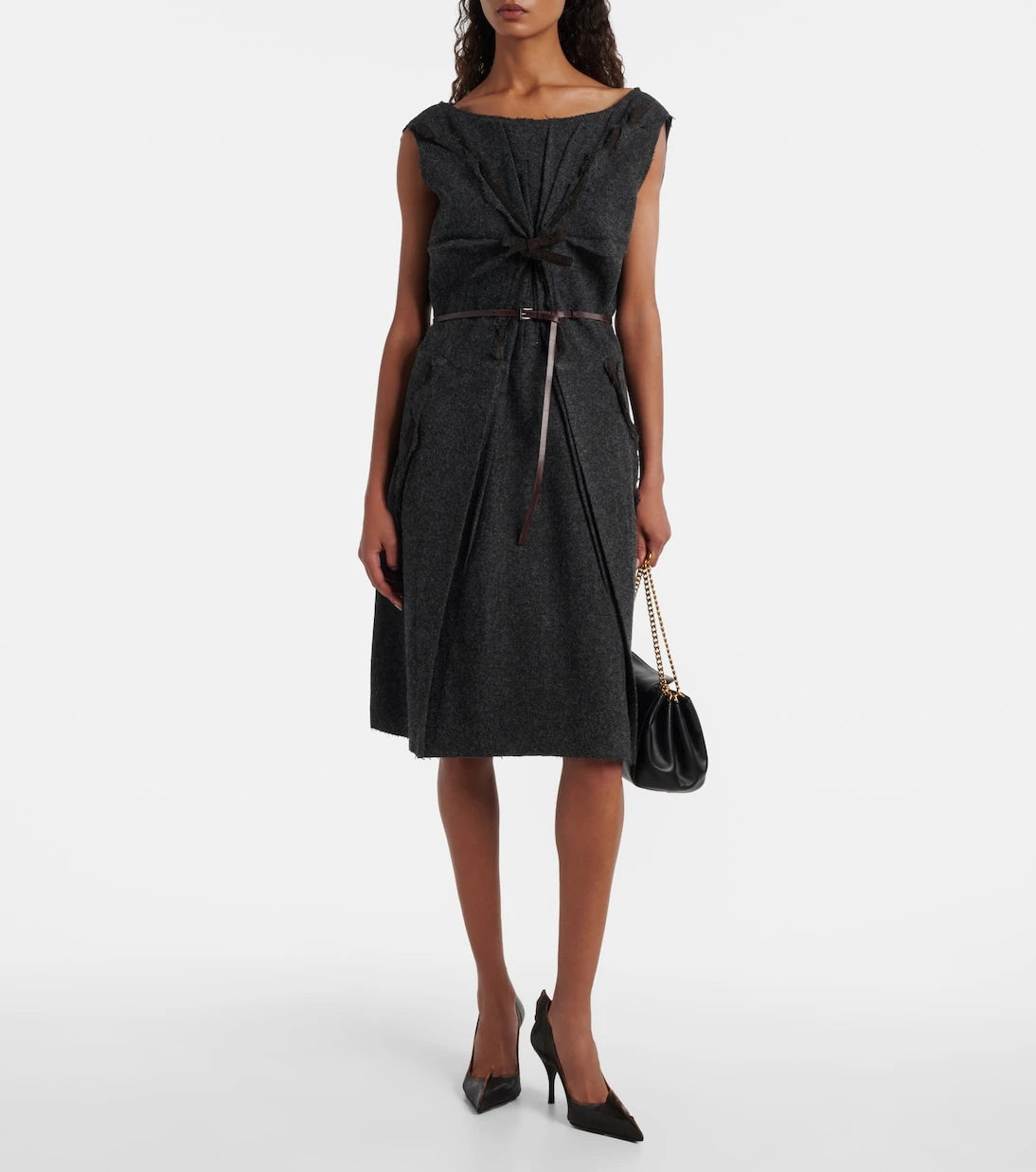 Prada - Ruffled virgin wool minidress