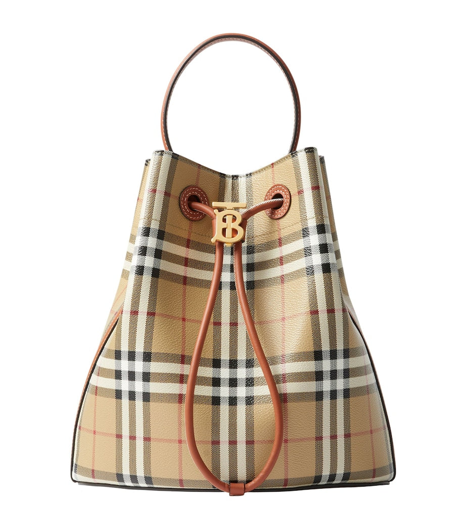 Brown Small Check Monogram Bucket Bag