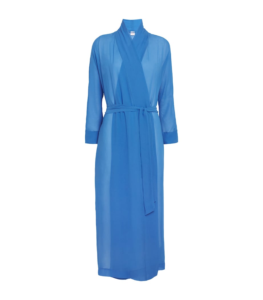 Loretta Caponi Blue Silk Georgette Cassandra Robe
