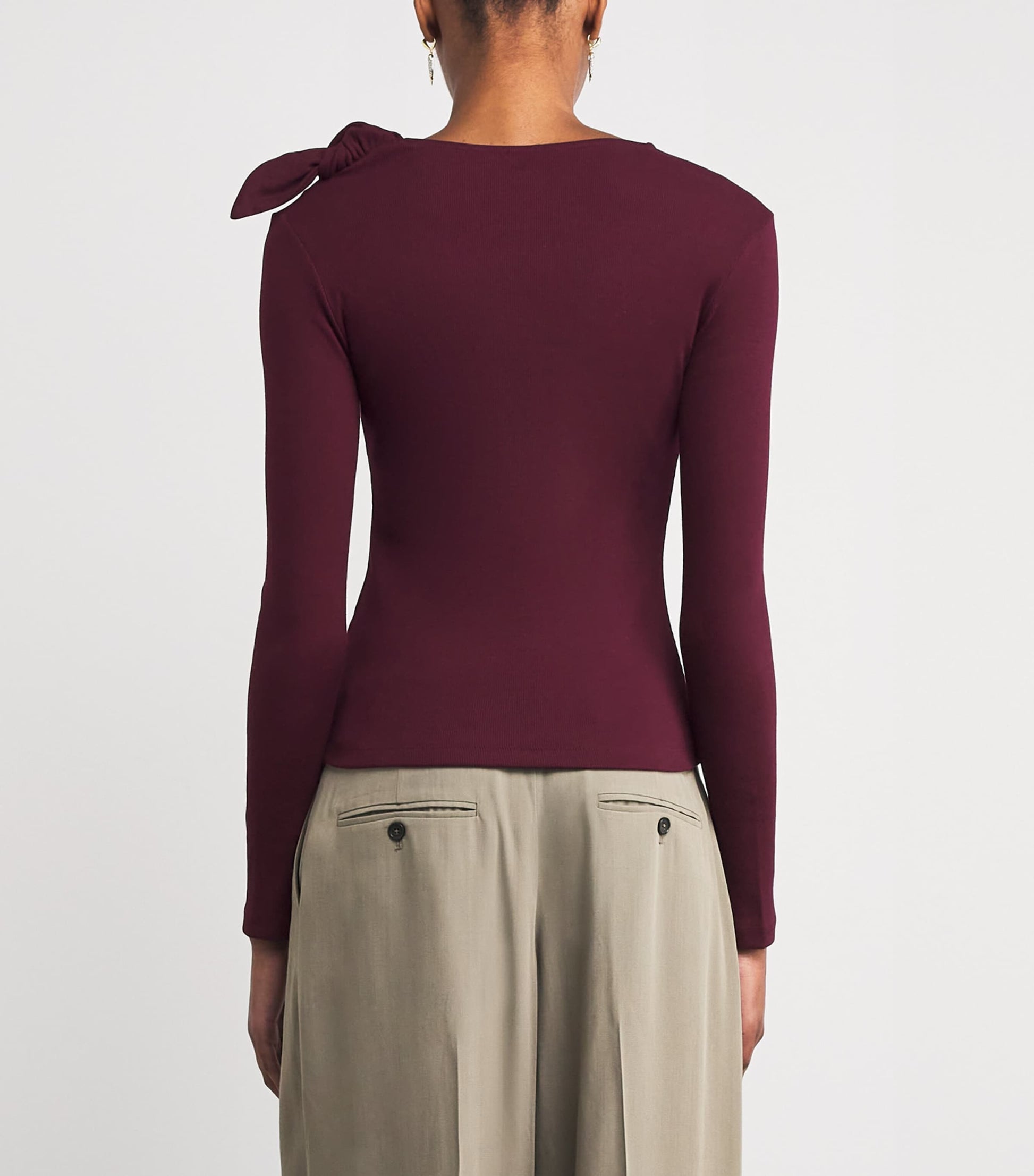 Claudie Pierlot Red Cotton-Blend Bow-Detail Top