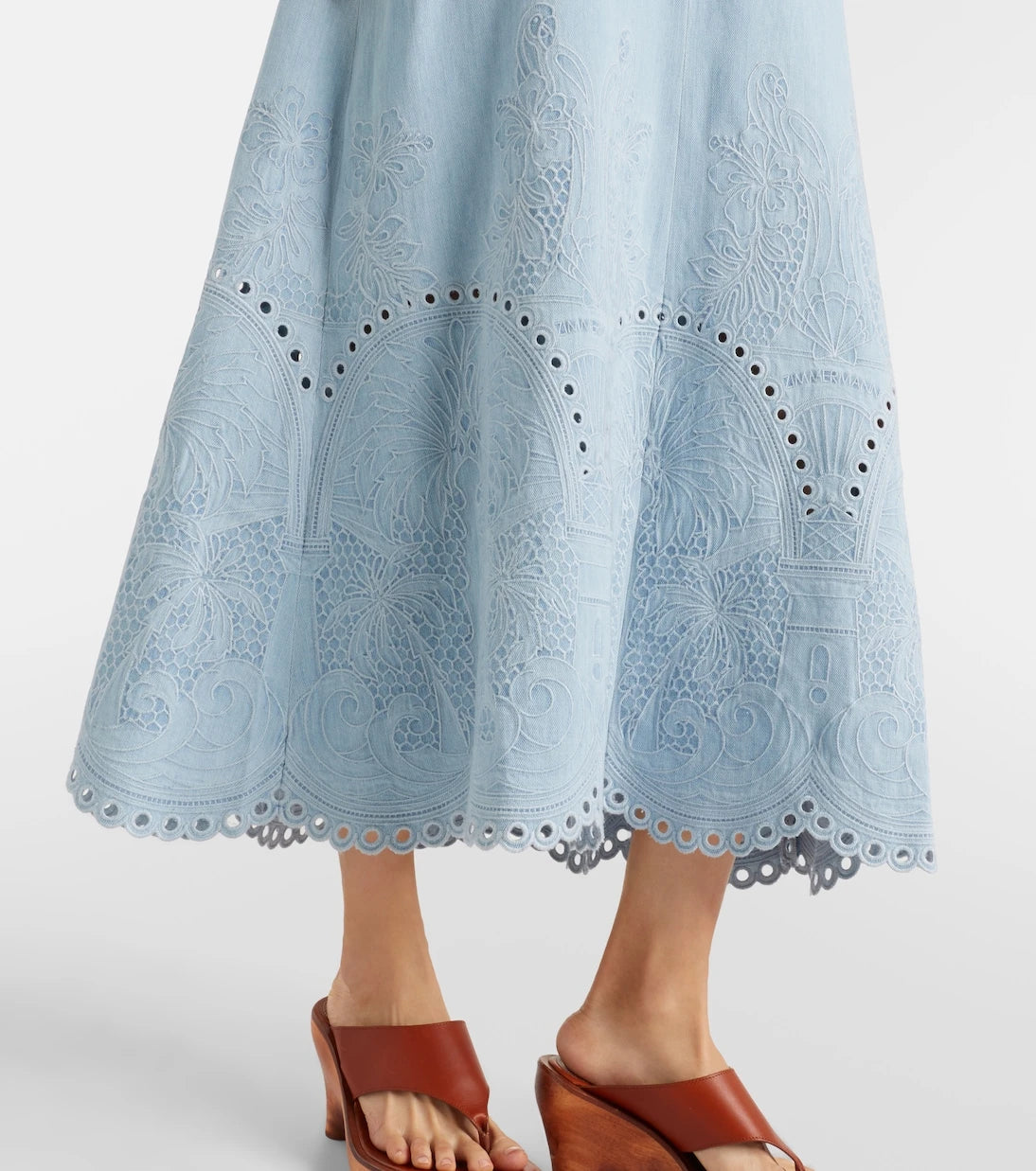 Zimmermann - Daylight embroidered denim midi dress