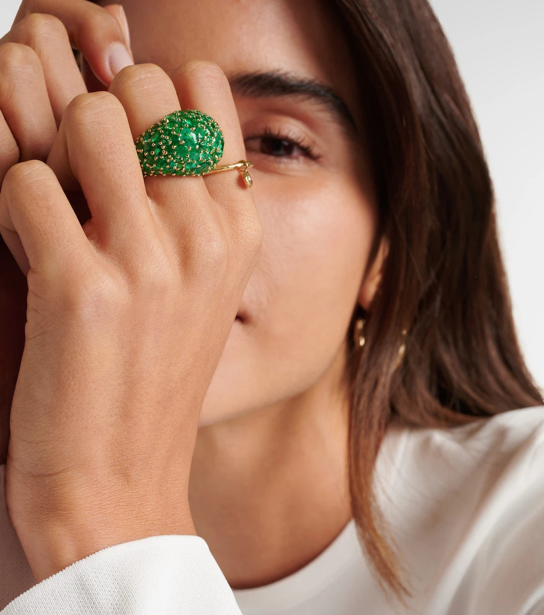 Octavia Elizabeth - Earth Dome 18kt gold ring with emeralds
