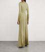 Victoria Beckham Green Long-Sleeve V-Neck Gown