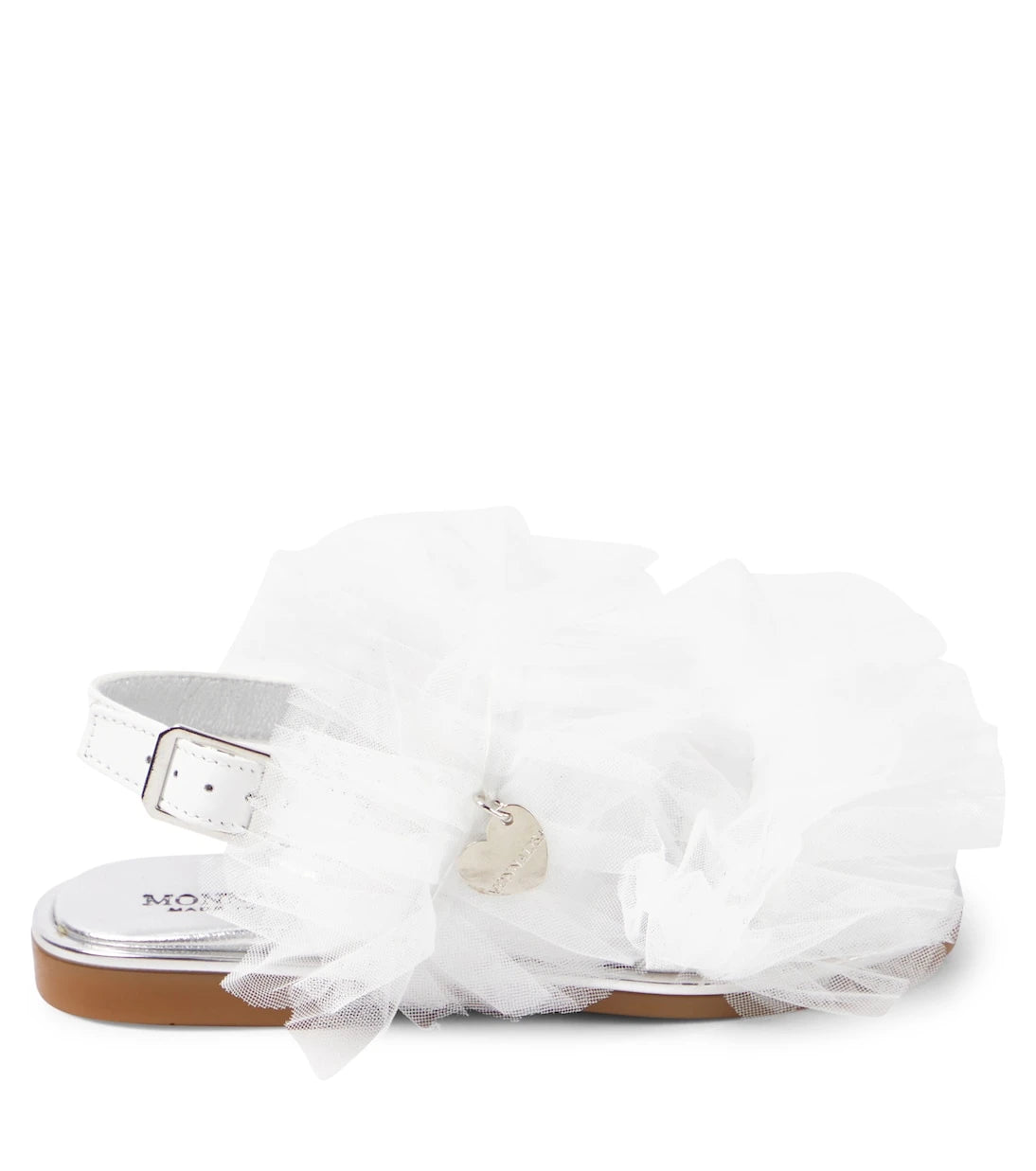 Monnalisa - Appliqué tulle and leather sandals