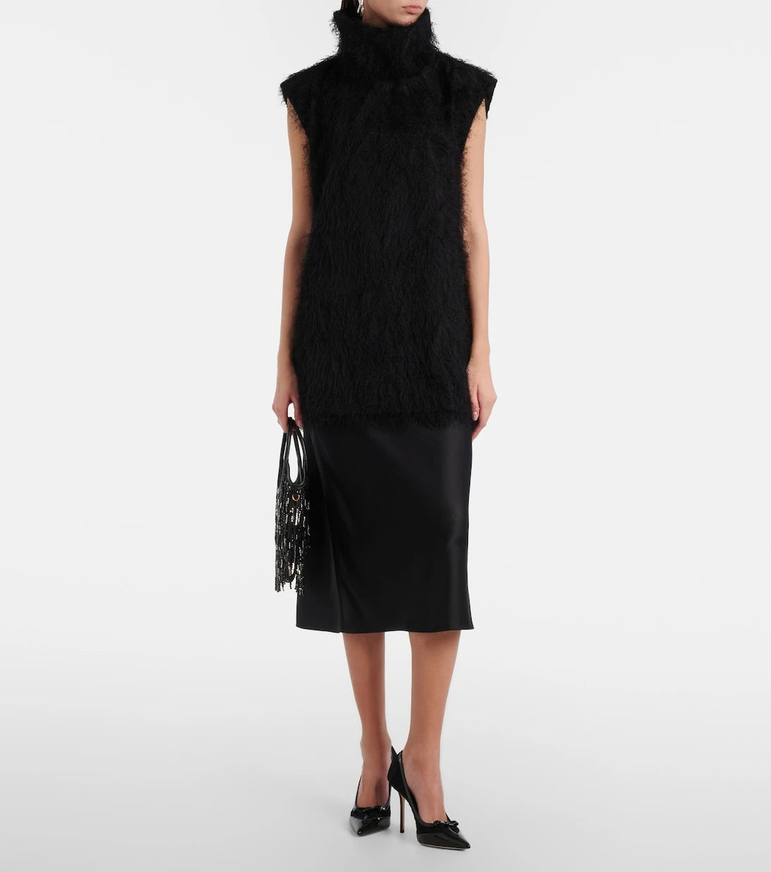 Jimmy Choo - حذاء بكعب Love 100 شبكي مزين بالجلد
