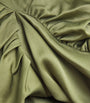 Green Satin Ruched Burke Midi Dress
