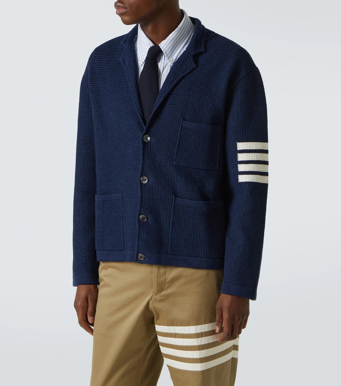 Thom Browne - 4-Bar keten ve pamuk karışımı hırka