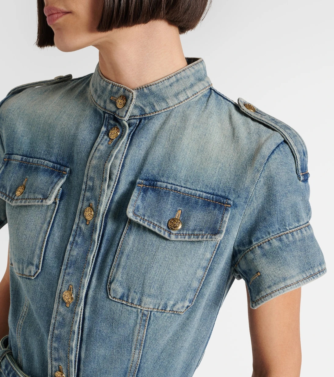 McQueen - Belted denim shirt dress