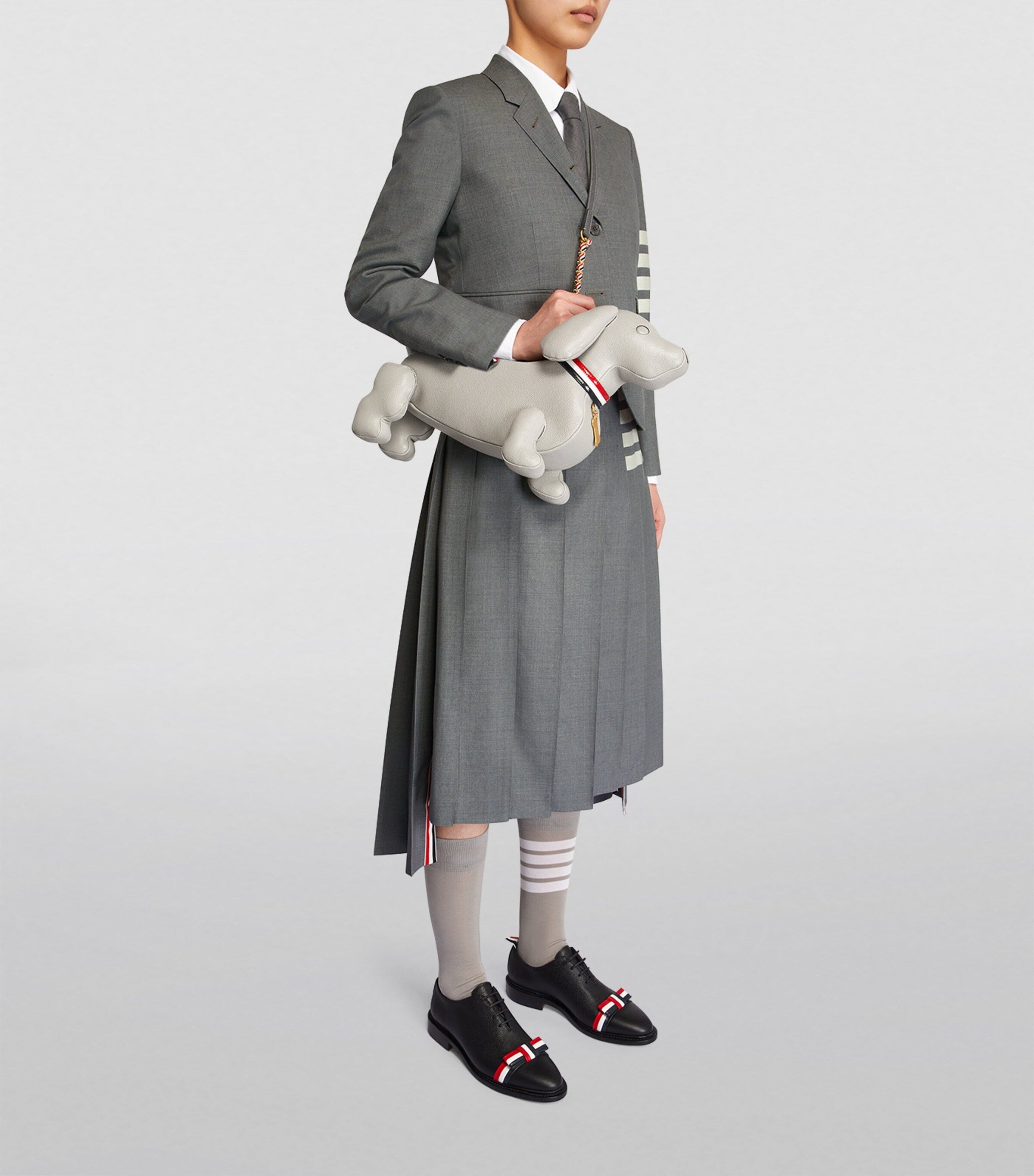Thom Browne Grey Pleated Midi Skirt