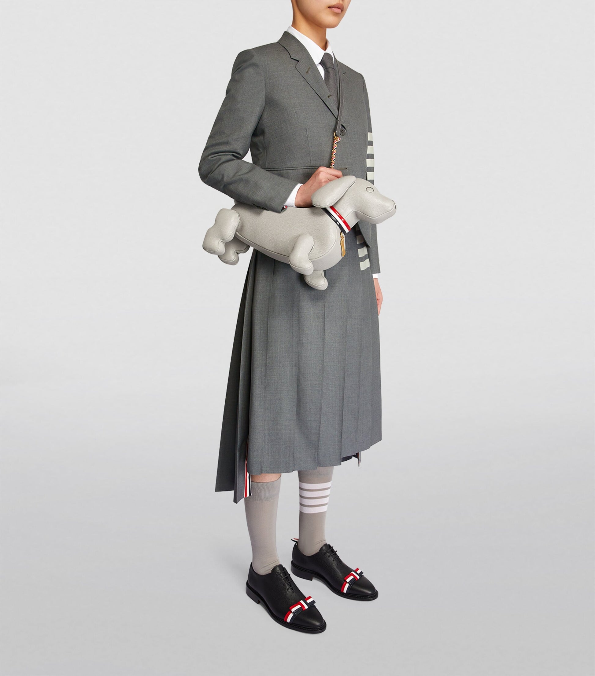 Thom Browne Grey Pleated Midi Skirt