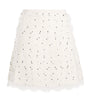 Ivory Cotton-Blend Polka Dot Mini Skirt
