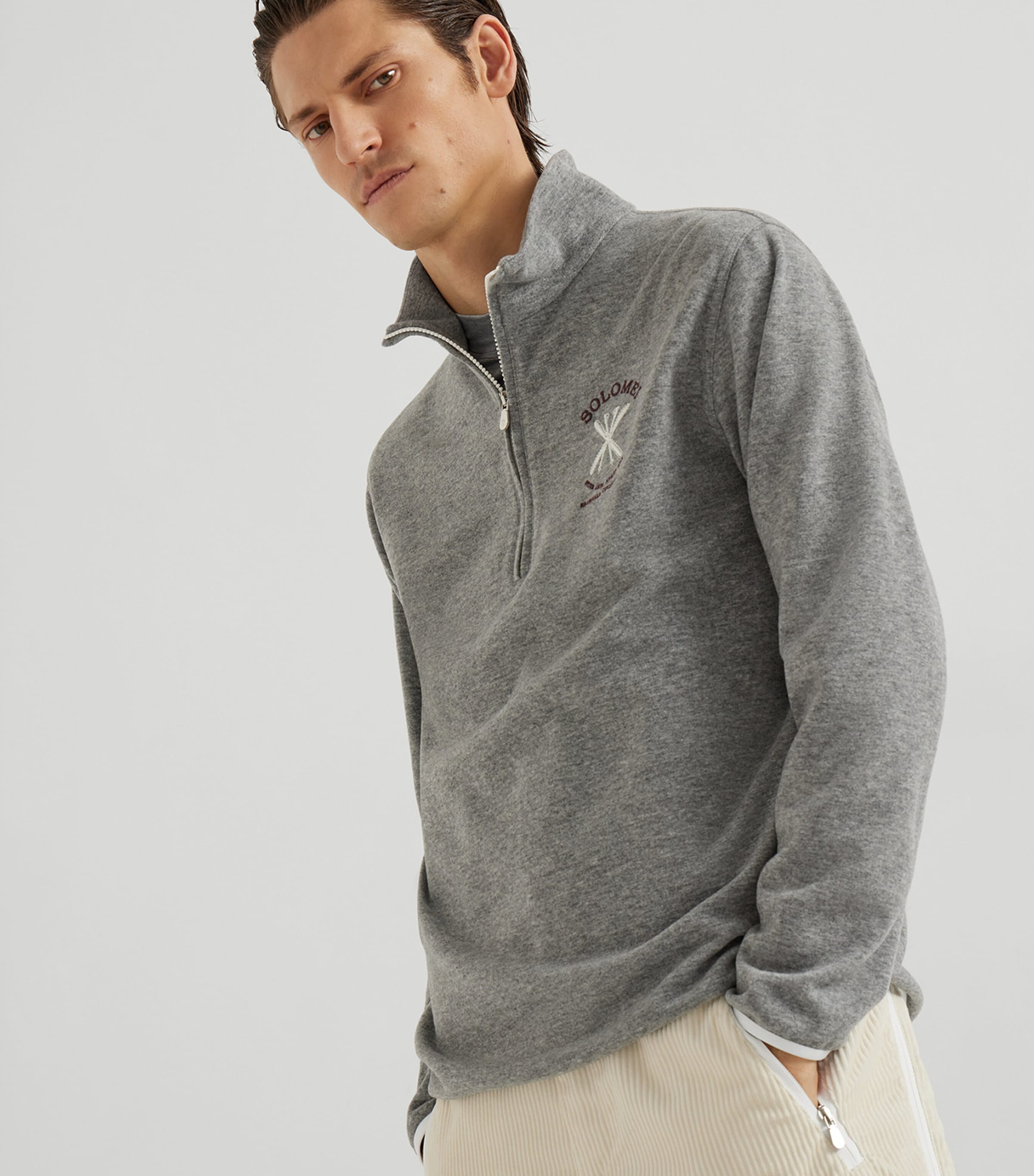 Cashmere-Blend Quarter-Zip Sweatshirt