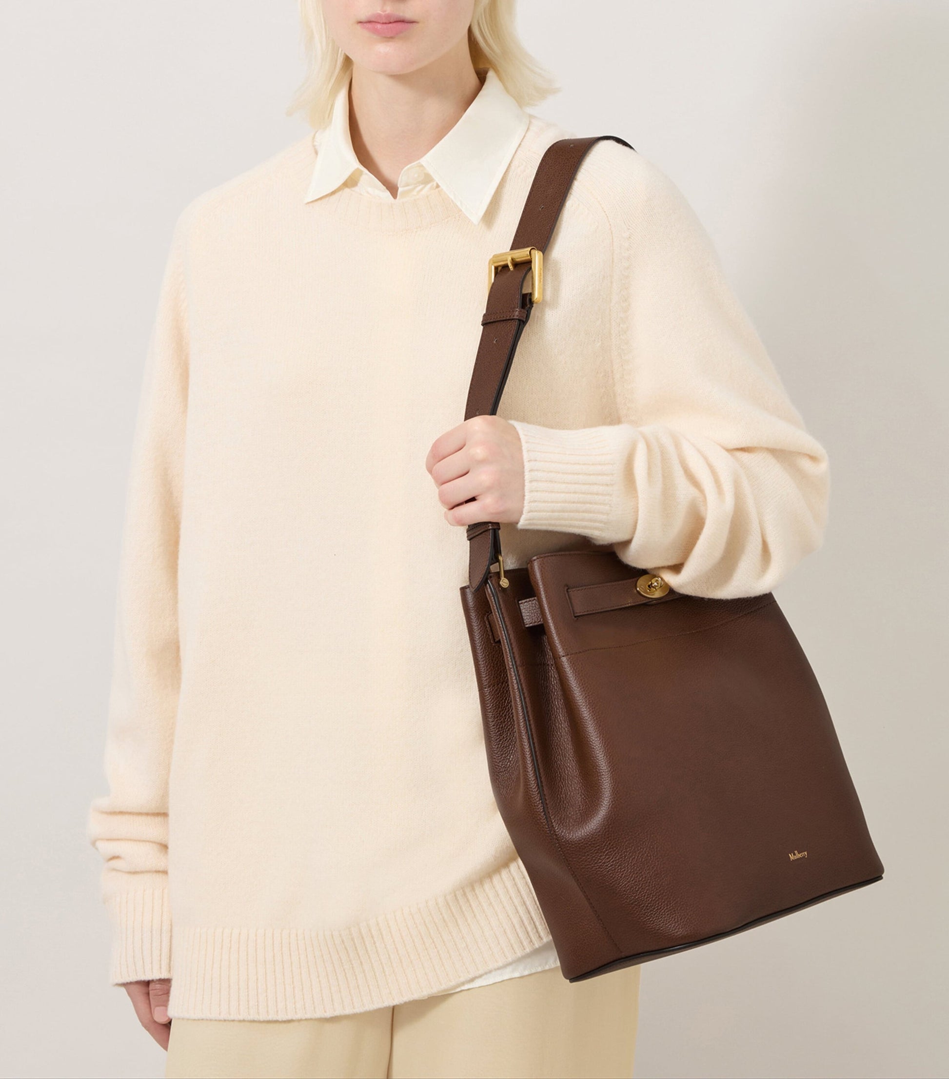 Large Leather Islington Bucket Bag OAK
