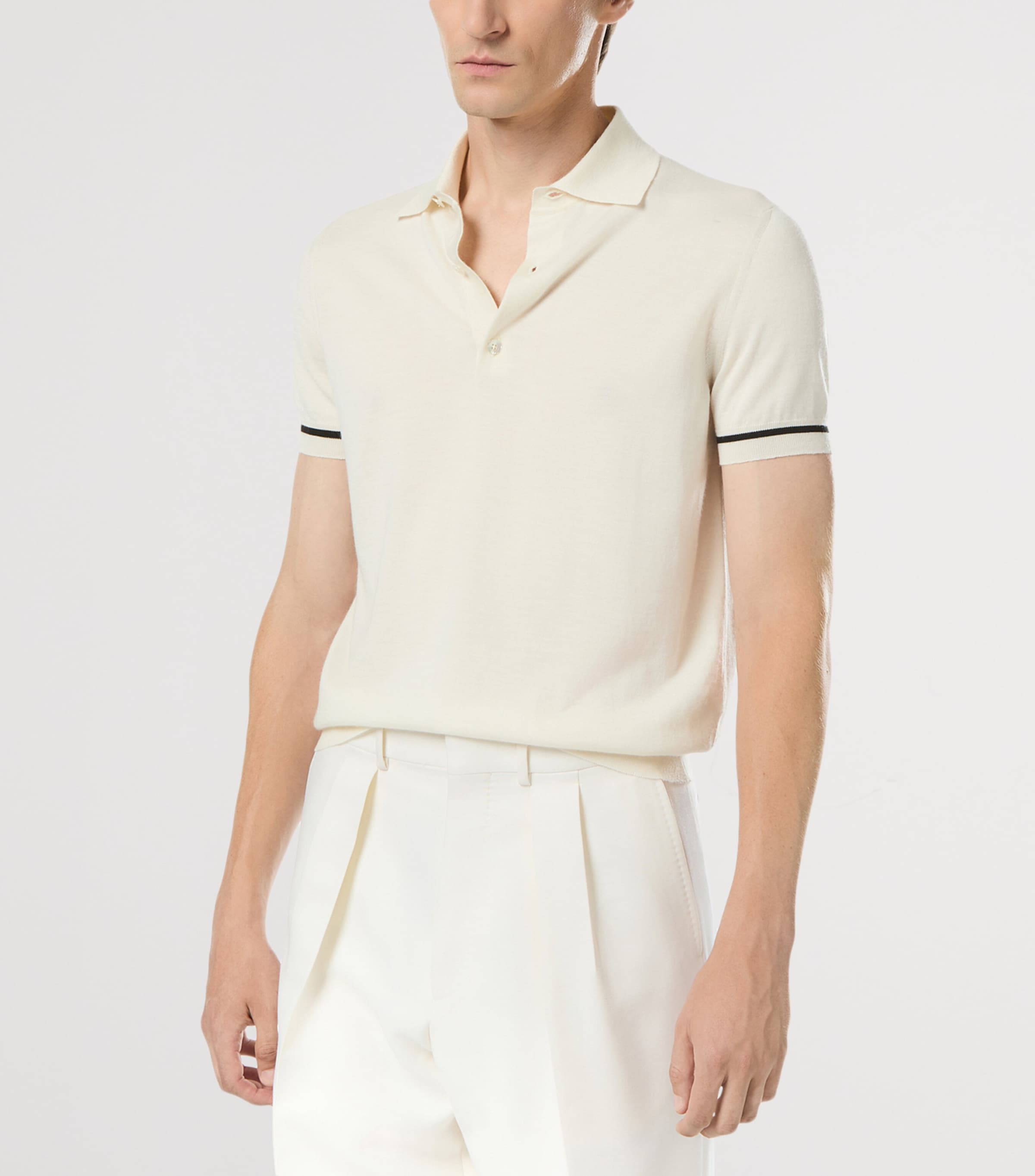 TOM FORD White Cashmere-Silk Polo Shirt