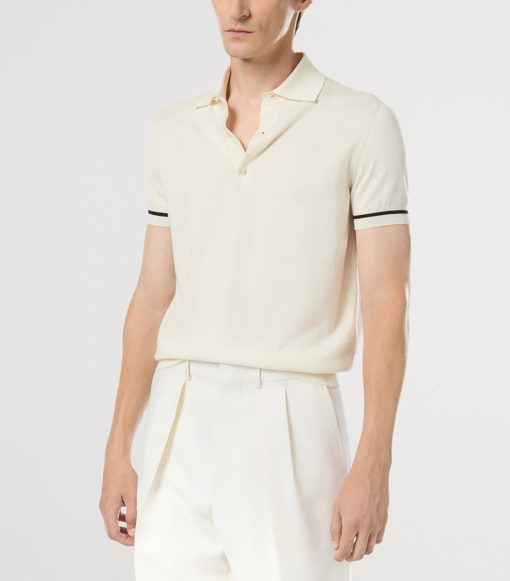 TOM FORD White Cashmere-Silk Polo Shirt