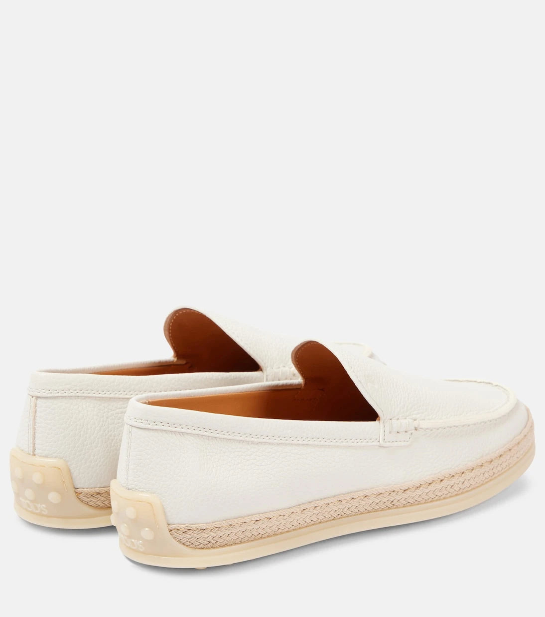 Tod's - Raffia-trimmed leather loafers