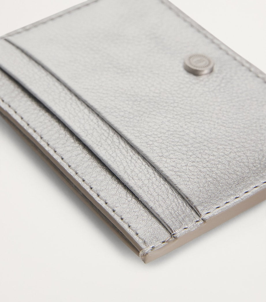 Silver Leather Metallic Card Holder