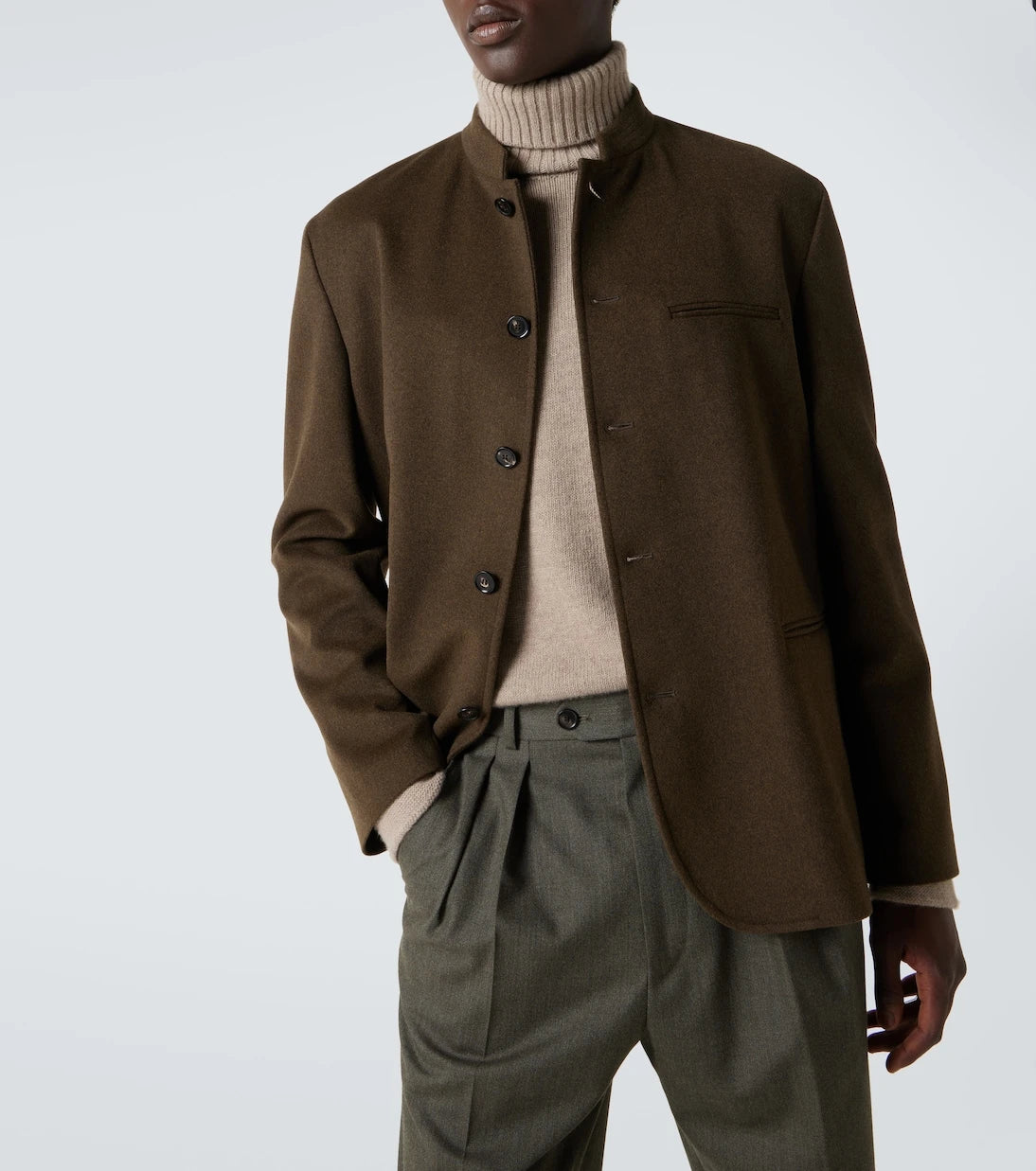 Loro Piana - جاكيت صوف كاش ويش بقصة صف أزرار واحد