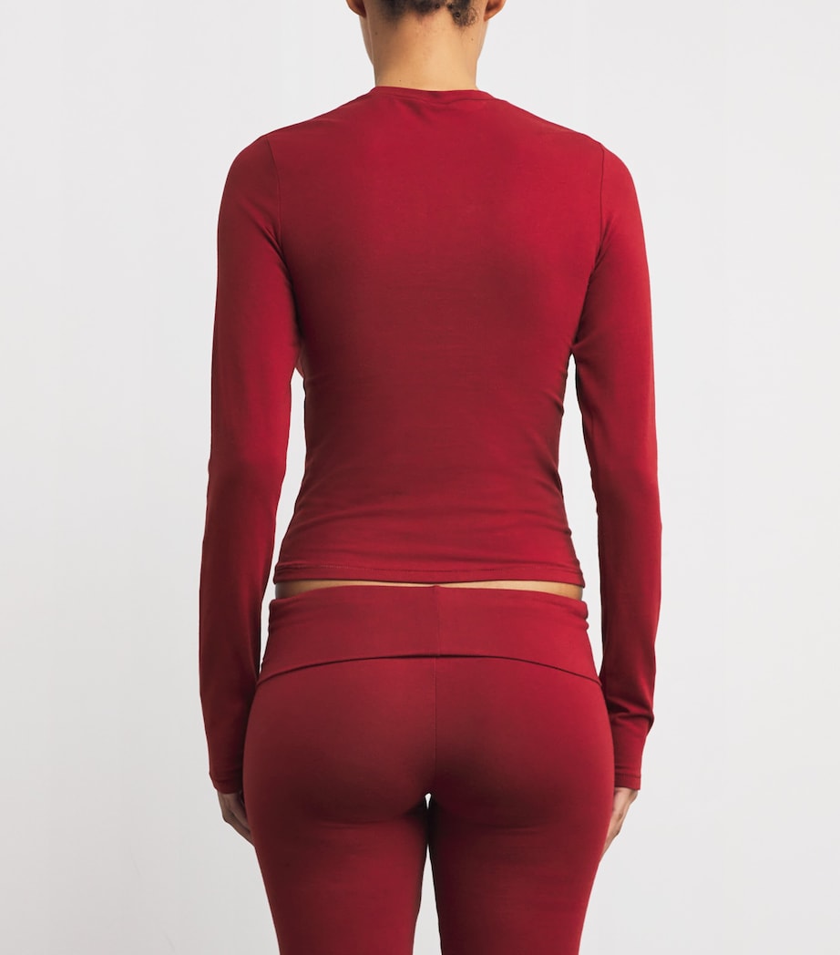 Skims Red Cotton Jersey Long-Sleeve T-Shirt