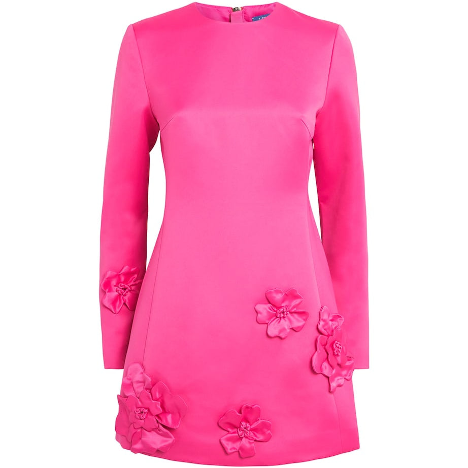 LEO LIN Pink Flower-Appliqué Aliza Mini Dress