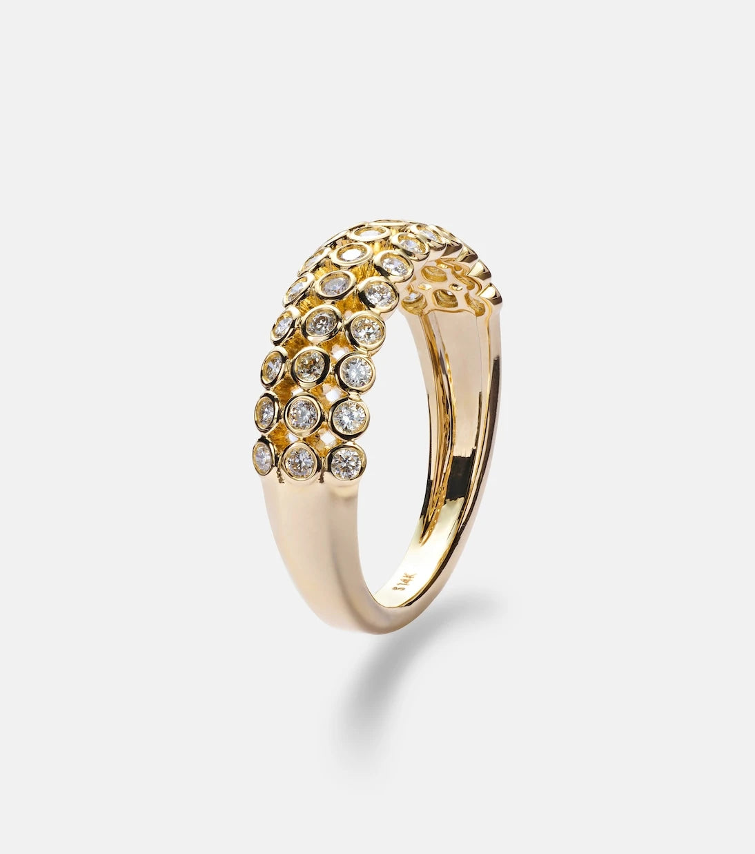 Stone and Strand - Bold Lattice 14kt gold ring with diamonds