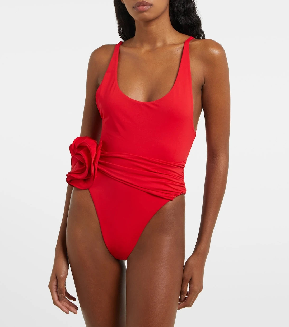 Magda Butrym - Floral-appliqué ruched swimsuit