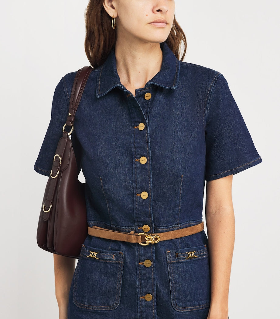 Brown Calfskin Gold-Tone Buckle Belt