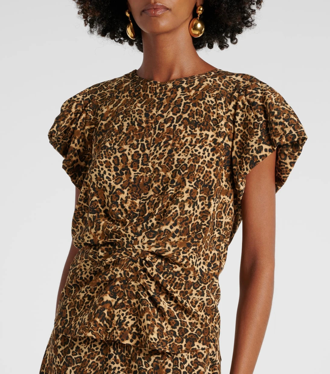 Isabel Marant - Tullya leopar desenli ipek karışımlı bluz