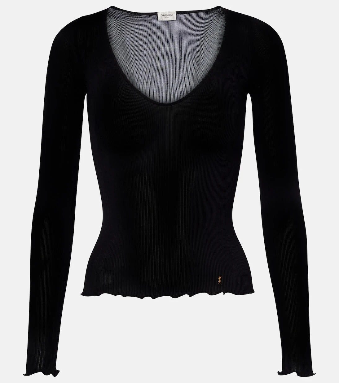 Saint Laurent - Ribbed-knit silk top