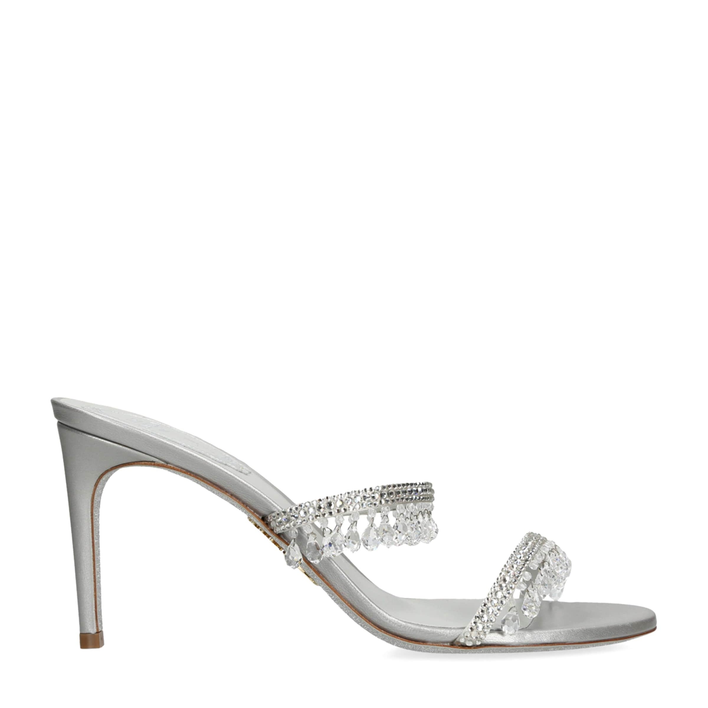 René Caovilla Grey Chandelier Heeled Mules 80