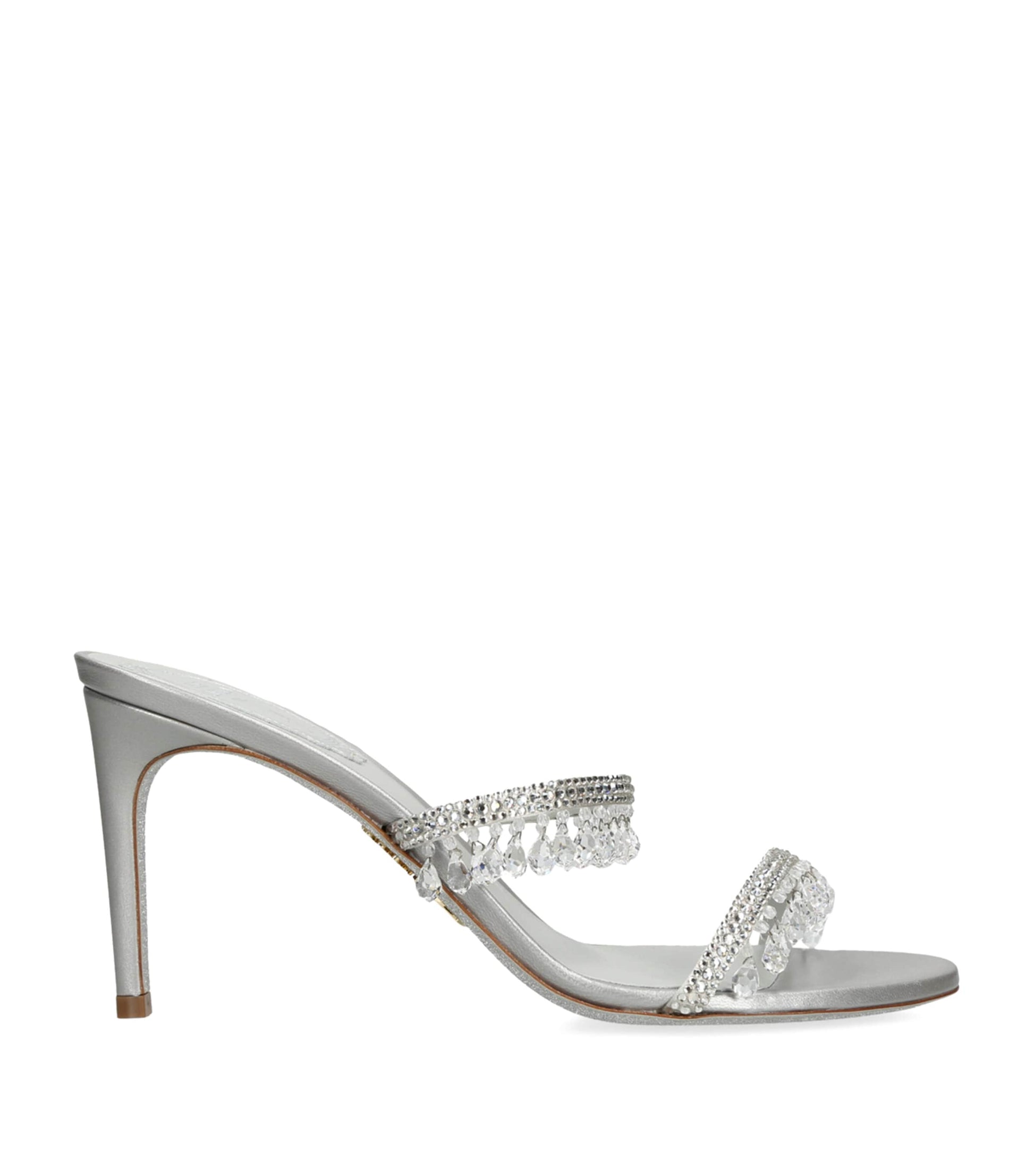 René Caovilla Grey Chandelier Heeled Mules 80