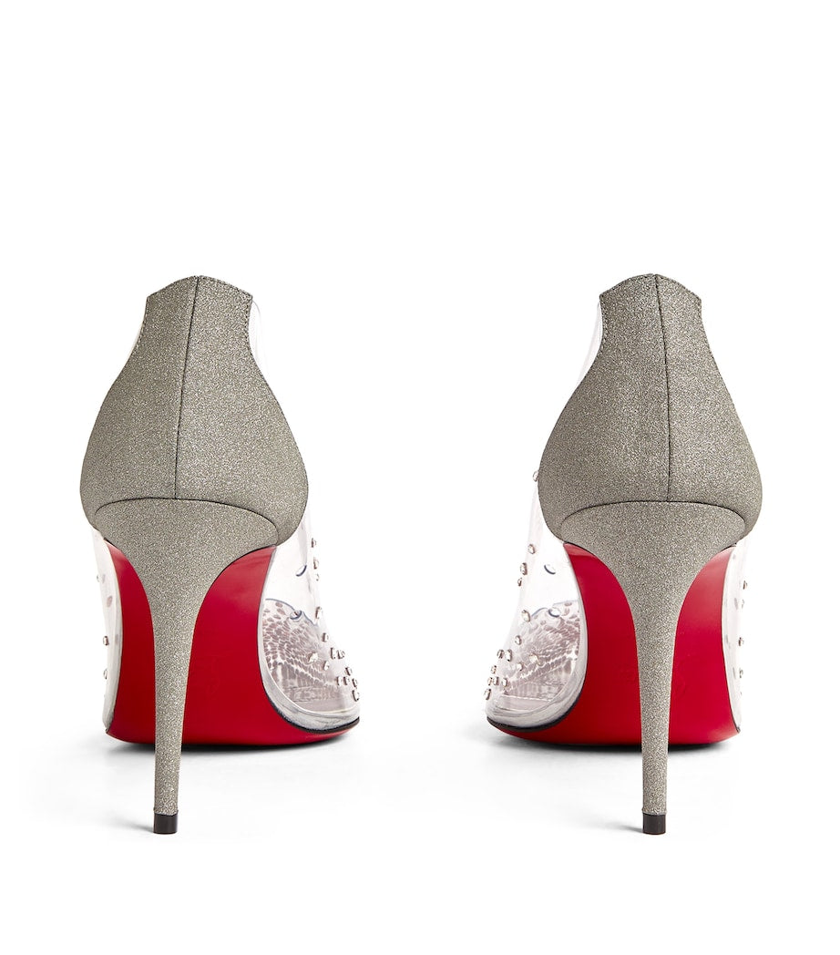 Christian Louboutin Silver Degrastrass Embellished PVC-Leather Pumps 85