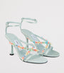 Turquoise Blanche 90 Satin Heeled Sandals