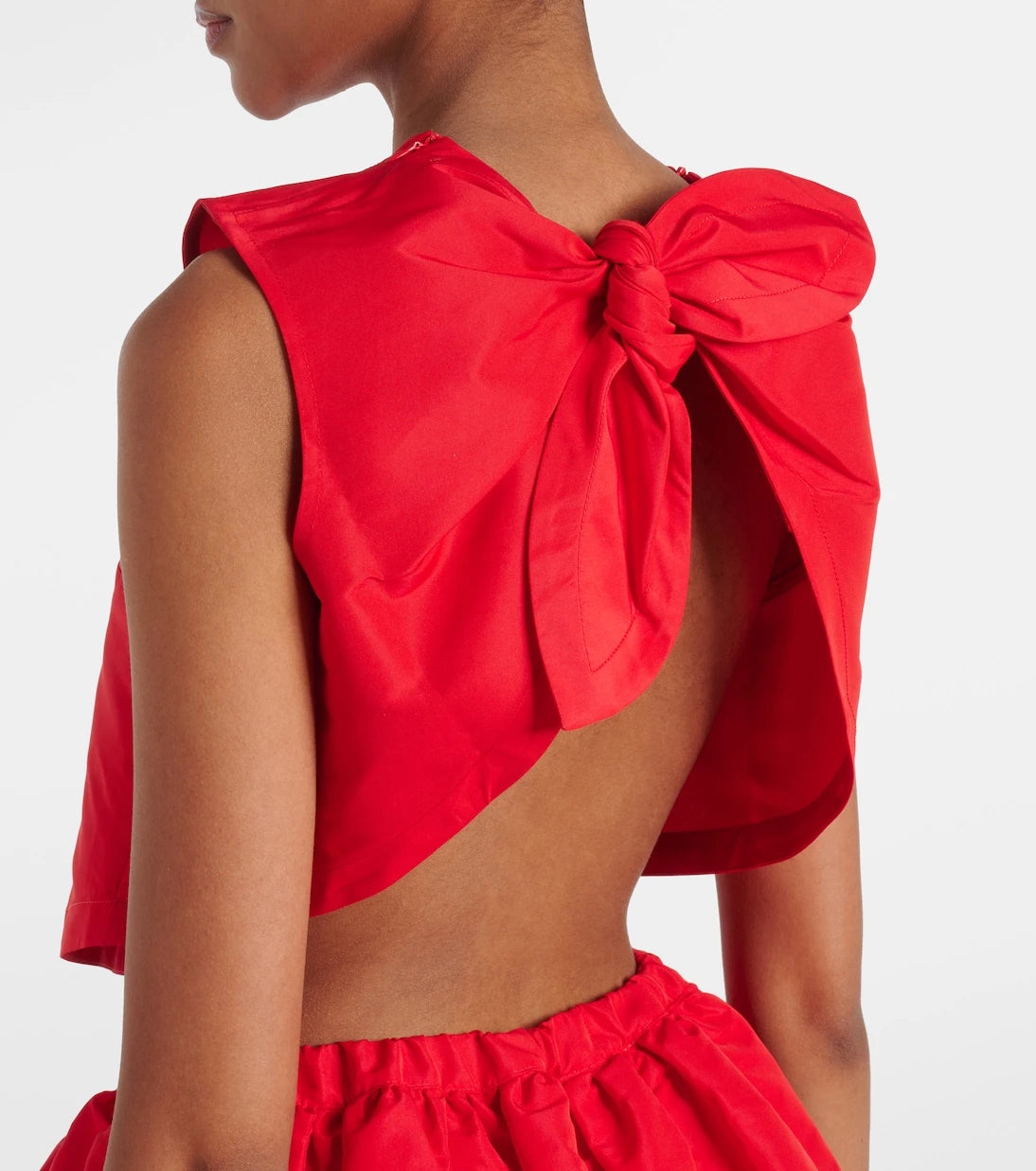 Patou - Bow-detail open-back faille crop top