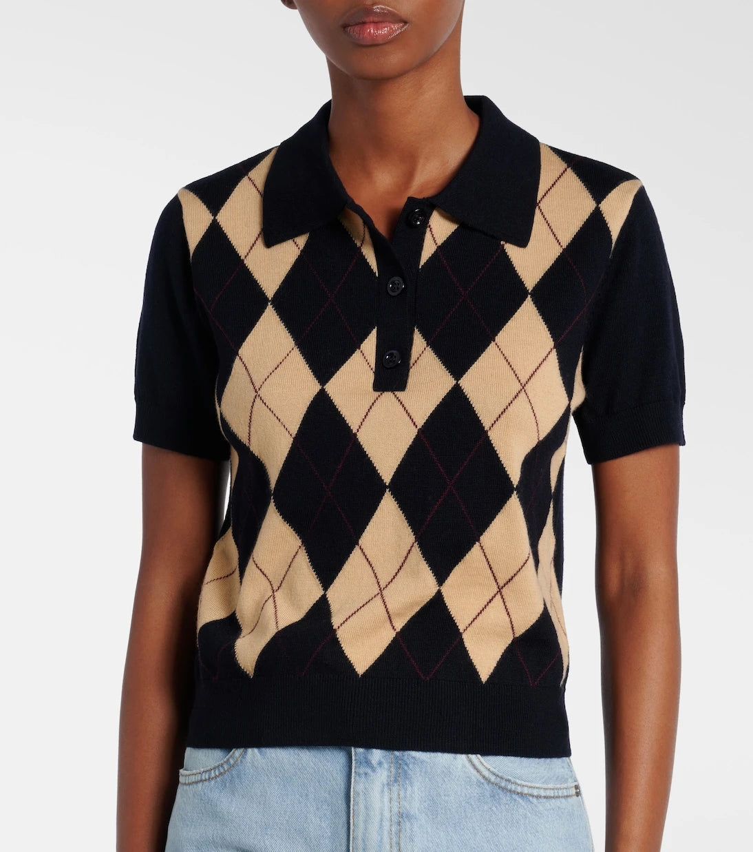 Frame - Argyle wool polo shirt