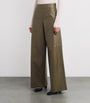ME+EM Green Lambskin Wide-Leg Trousers