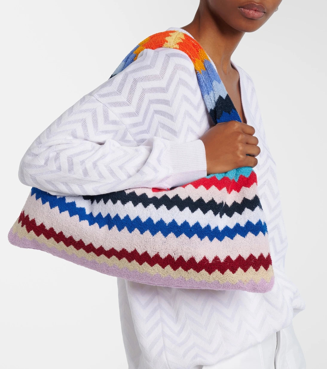 Missoni - Zigzag cotton terry top-handle bag