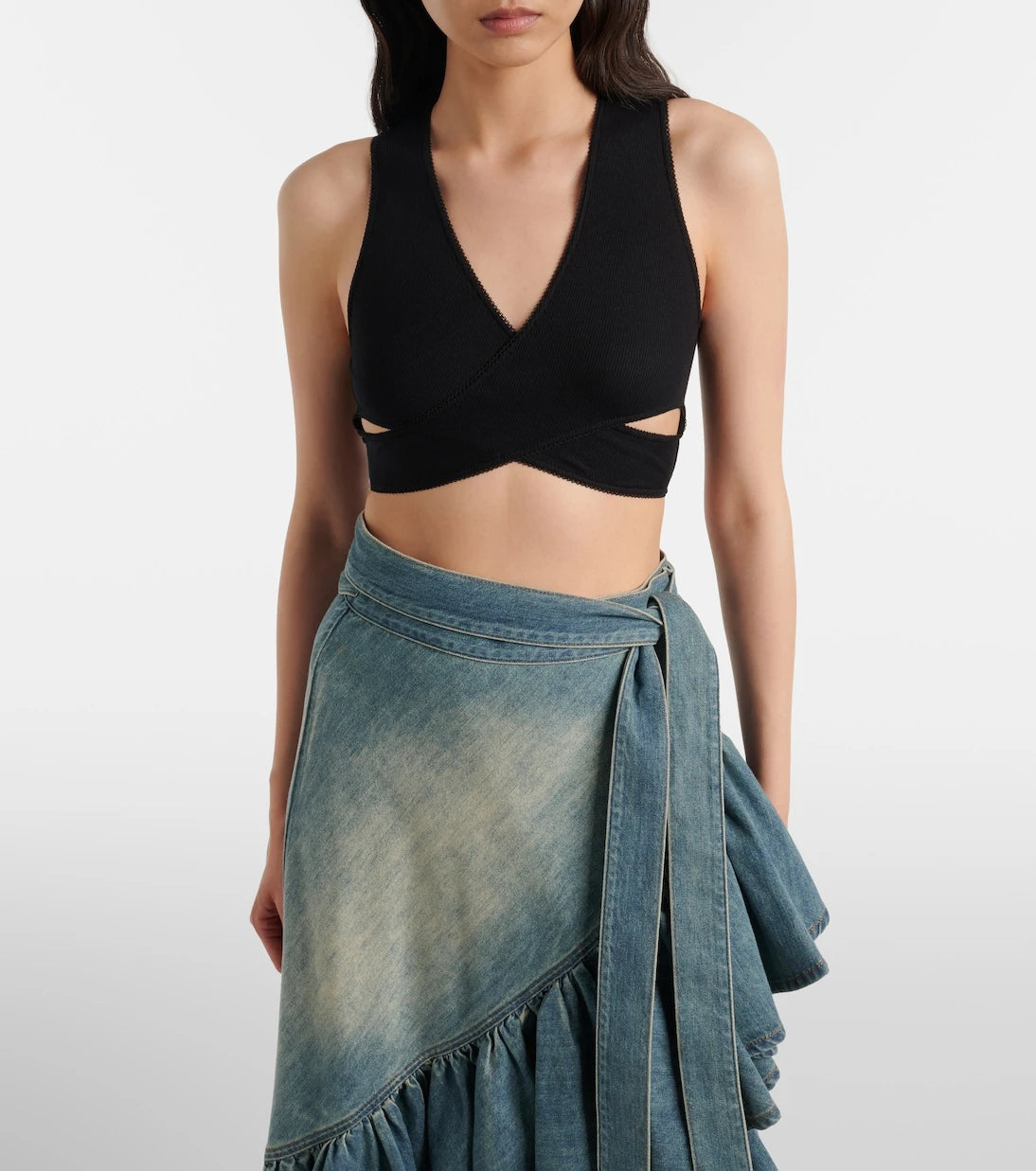 Alaïa - Ribbed-knit jersey crop top