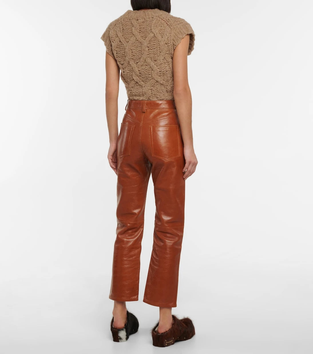 Acne Studios - High-rise straight leather pants