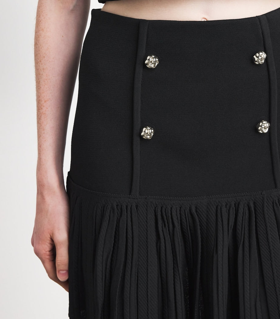 Sandro Paris Black Knitted Buttoned Mini Skirt